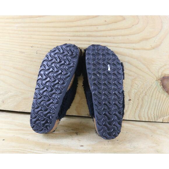 New Birkenstock Papillio Sandals Womens 6 Black Shearling Lamb Daytona Slip On - Picture 5 of 8